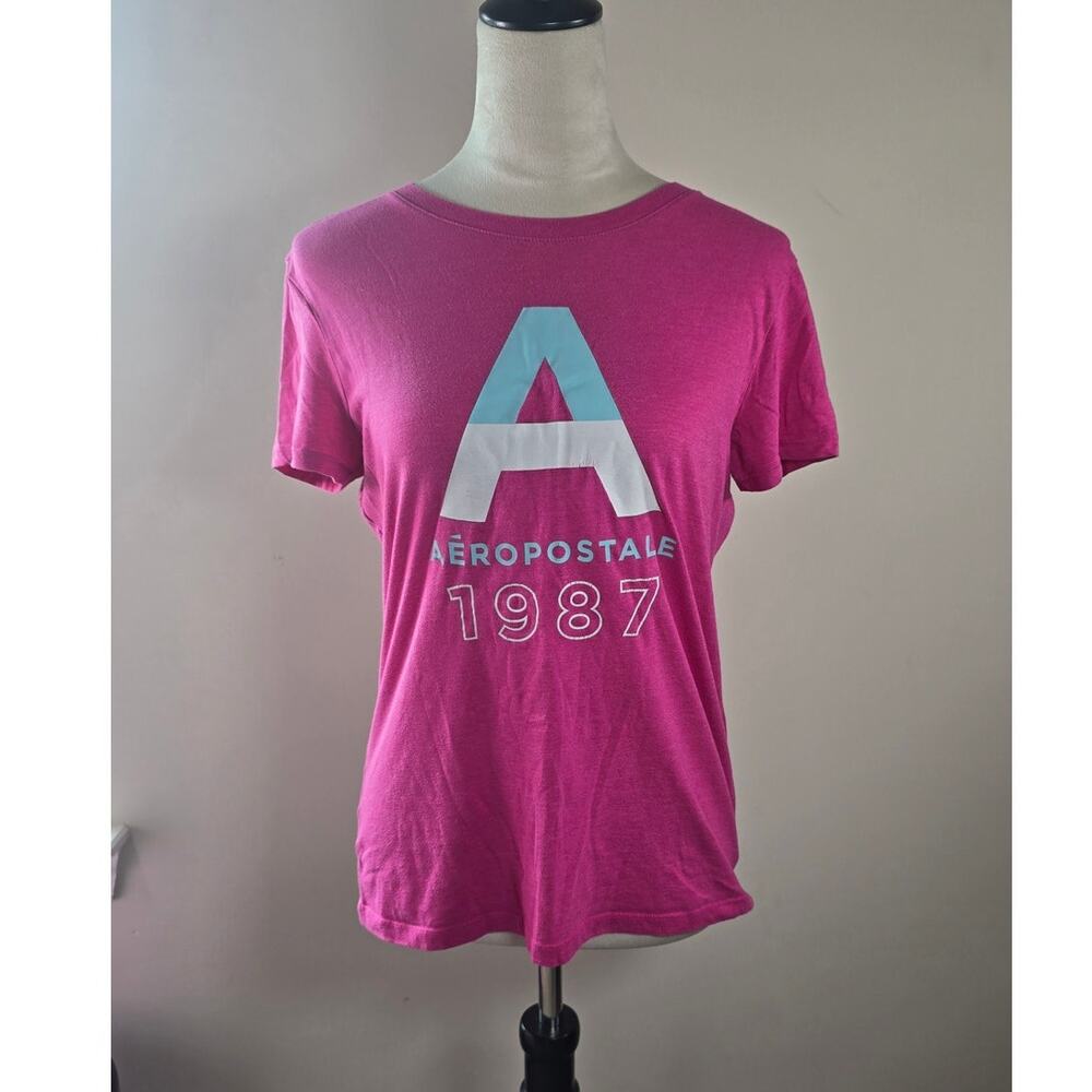 Aeropostale 1987 Pink Graphic Tee Size L – Casual Y2K Throwback